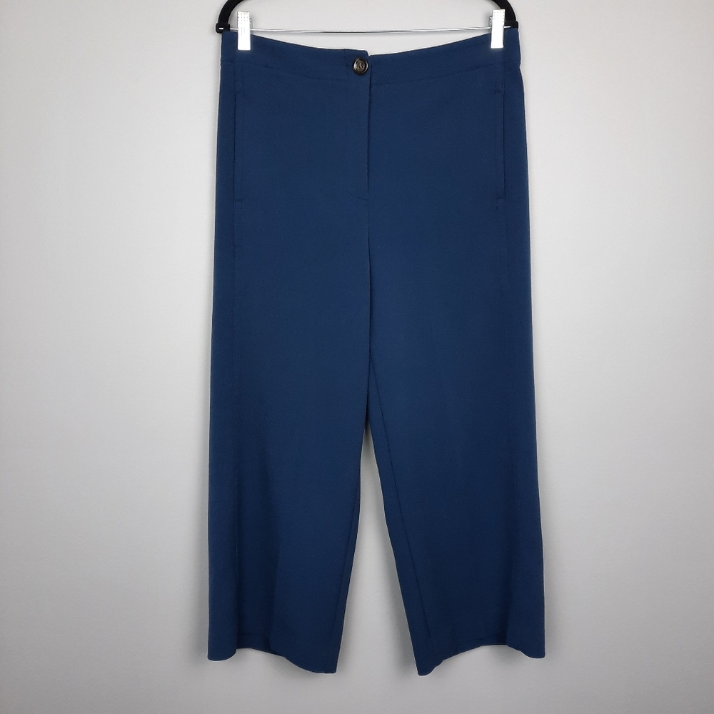 Ann Taylor Cropped Wide-Leg Pants in Deep Blue